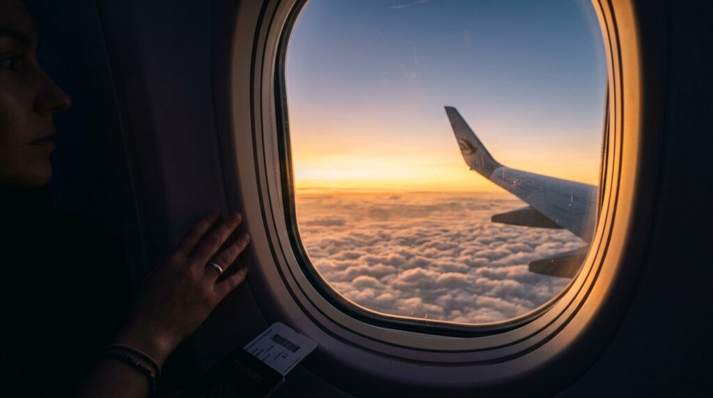 Inspirational travel quote on beach sunset background perfect for Instagram captions