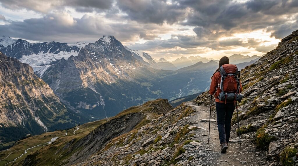 Solo traveler hiking in mountains representing adventure quotes and fearless travel journeys-75 Inspirational Travel Quotes