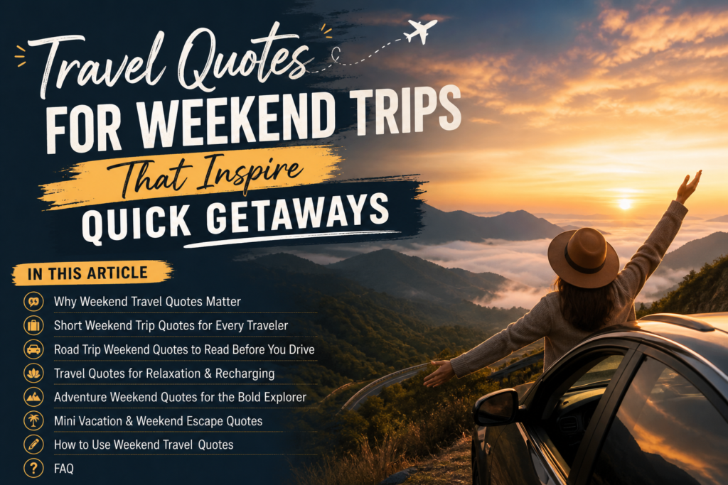 Travel Quotes for Weekend Trips That Inspire Quick Getaways